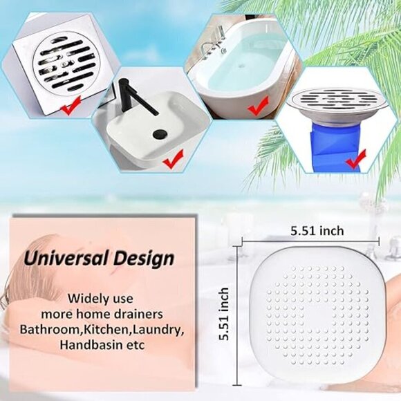 Silicone Hair Drain Catcher with Suction Cups. Package of 4 White / BRAND NEW - Picture 3 of 8